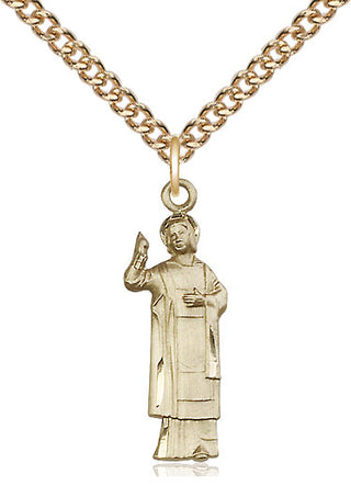 14kt Gold Filled Saint Stephen Medal Catholic Jewelry