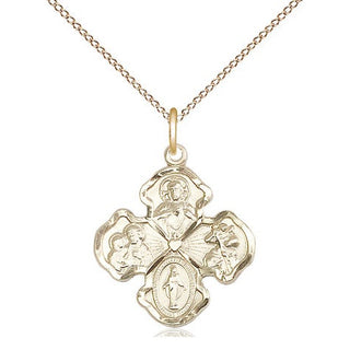 14kt Gold Filled 4-Way Medal Religious Jewelry