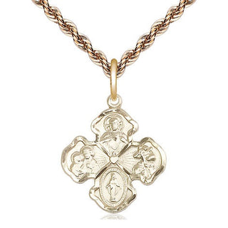 14kt Gold Filled 4-Way Medal Religious Jewelry