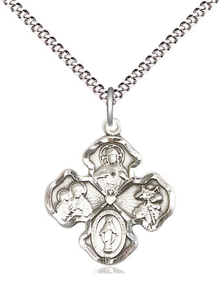 Sterling Silver 4-Way Medal Religious Jewelry