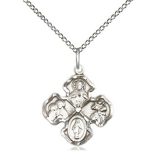 Sterling Silver 4-Way Medal Religious Jewelry