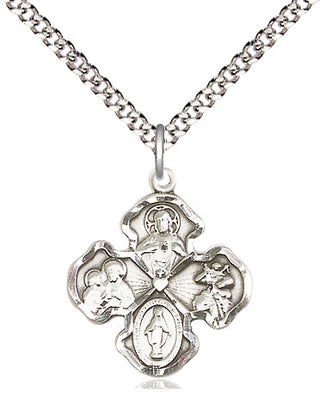 Sterling Silver 4-Way Medal Religious Jewelry