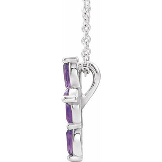 Platinum Lab-Grown Alexandrite Cross 16-18" Necklace