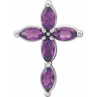 Platinum Lab-Grown Alexandrite Cross Pendant