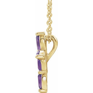 14K Yellow Lab-Grown Alexandrite Cross 16-18" Necklace