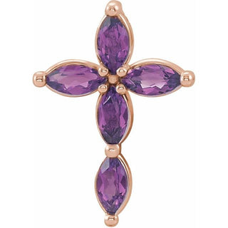 14K Rose Lab-Grown Alexandrite Cross Pendant