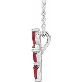 Platinum Natural Ruby Cross 16-18" Necklace