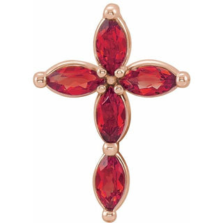 14K Rose Natural Ruby Cross Pendant