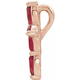 14K Rose Lab-Grown Ruby Cross Pendant