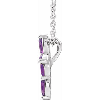 Platinum Natural Amethyst Cross 16-18" Necklace