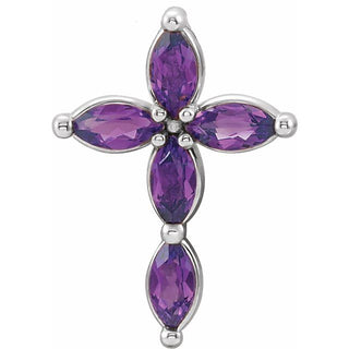 Sterling Silver Natural Amethyst Cross Pendant