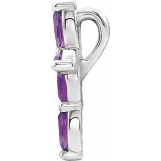 Sterling Silver Natural Amethyst Cross Pendant