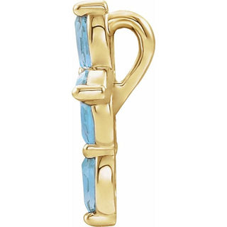 14K Yellow Natural Aquamarine Cross Pendant