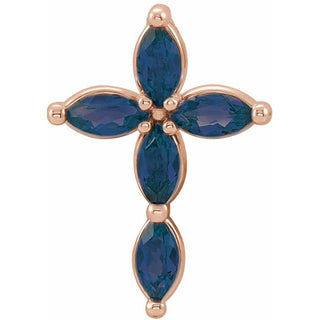 14K Rose Natural White Sapphire Cross Pendant