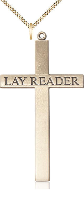 14kt Gold Filled Lay Reader Cross Medal Catholic Jewelry