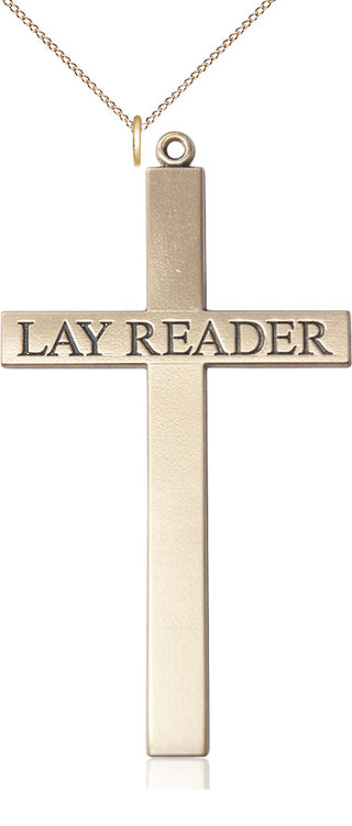 14kt Gold Filled Lay Reader Cross Medal Catholic Jewelry