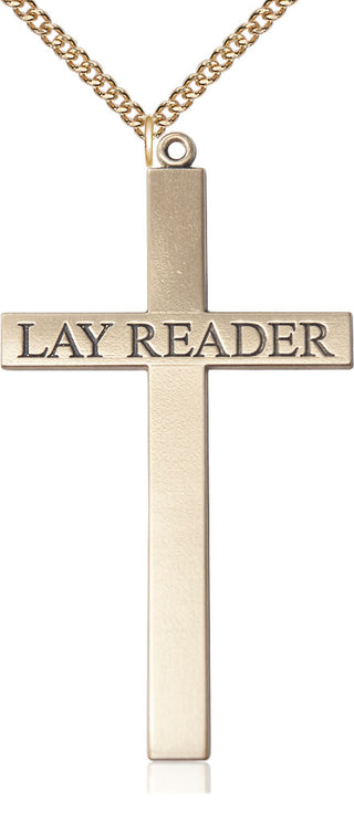 14kt Gold Filled Lay Reader Cross Medal Catholic Jewelry