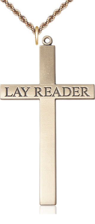 14kt Gold Filled Lay Reader Cross Medal Catholic Jewelry