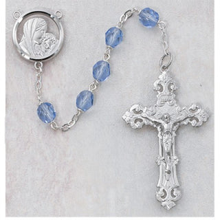 7MM Blue Glass Rosary