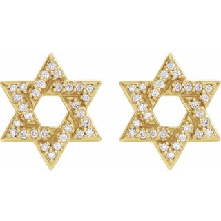 14K Yellow 1/8 CTW Natural Diamond Star of David Earrings