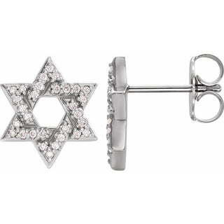 Sterling Silver 1/8 CTW Natural Diamond Star of David Earrings