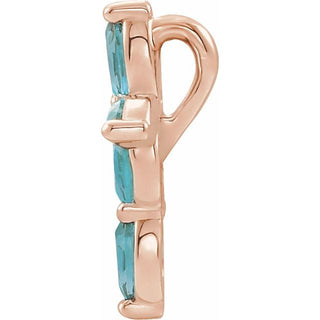 14K Rose Natural Blue Zircon Cross Pendant