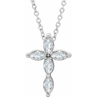 Sterling Silver 1/3 CTW Natural Diamond Cross 16-18" Necklace