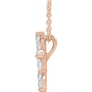 14K Rose 1/3 CTW Natural Diamond Cross 16-18" Necklace