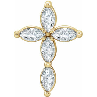 14K Yellow Natural White Sapphire Cross Pendant