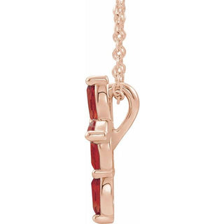14K Rose Natural Mozambique Garnet Cross 16-18" Necklace