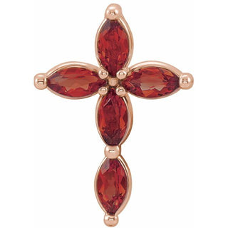 14K Rose Natural Mozambique Garnet Cross Pendant