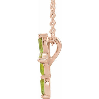 14K Rose Natural Peridot Cross 16-18" Necklace