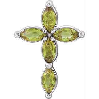 Sterling Silver Natural Peridot Cross Pendant