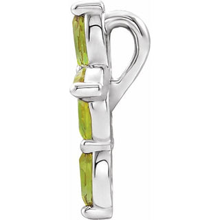 14K White Natural Peridot Cross Pendant