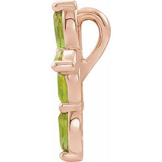 14K Rose Natural Peridot Cross Pendant