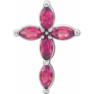 Platinum Natural Pink Tourmaline Cross Pendant