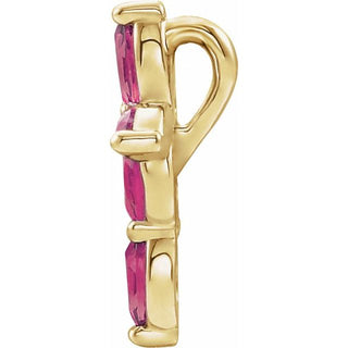 14K Yellow Natural Pink Tourmaline Cross Pendant