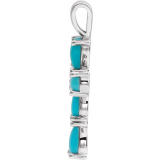 Sterling Silver Natural Turquoise Cabochon Cross Pendant