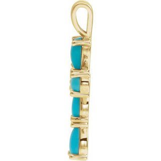 14K Yellow Natural Turquoise Cabochon Cross Pendant