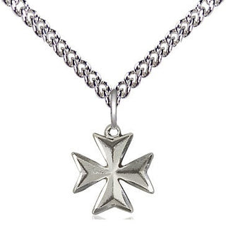 Sterling Silver Maltese Cross Medal Religious and Catholic Jewelry