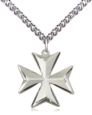 Sterling Silver Maltese Cross Medal Religious Jewelry