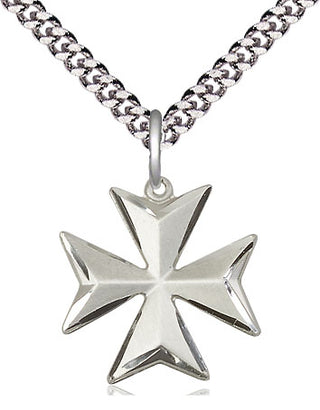 Sterling Silver Maltese Cross Medal Religious Jewelry