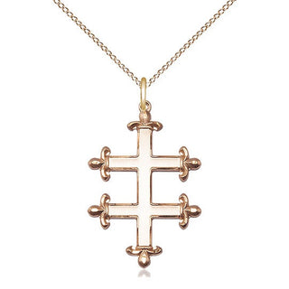 14kt Gold Filled Cross of Lorraine Medal Catholic Jewelry