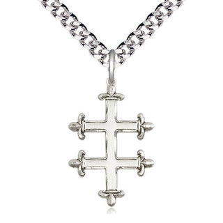 Sterling Silver Cross of Lorraine Medal Catholic Jewelry