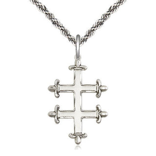 Sterling Silver Cross of Lorraine Medal Catholic Jewelry