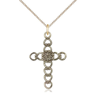 14kt Gold Hearts w/Sunburst Medal