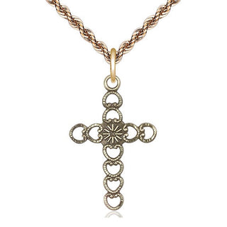 14kt Gold Hearts w/Sunburst Medal