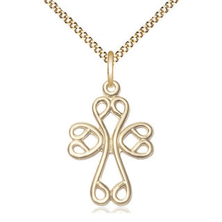 14kt Gold Filled Scroll Cross Medal Catholic Jewelry