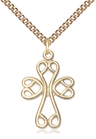 14kt Gold Filled Scroll Cross Medal Catholic Jewelry