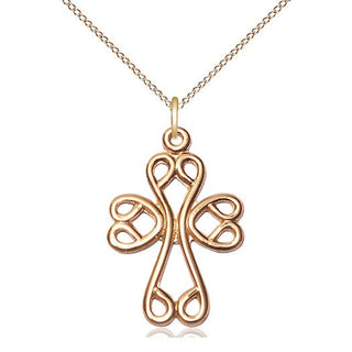 14kt Gold Scroll Cross Medal